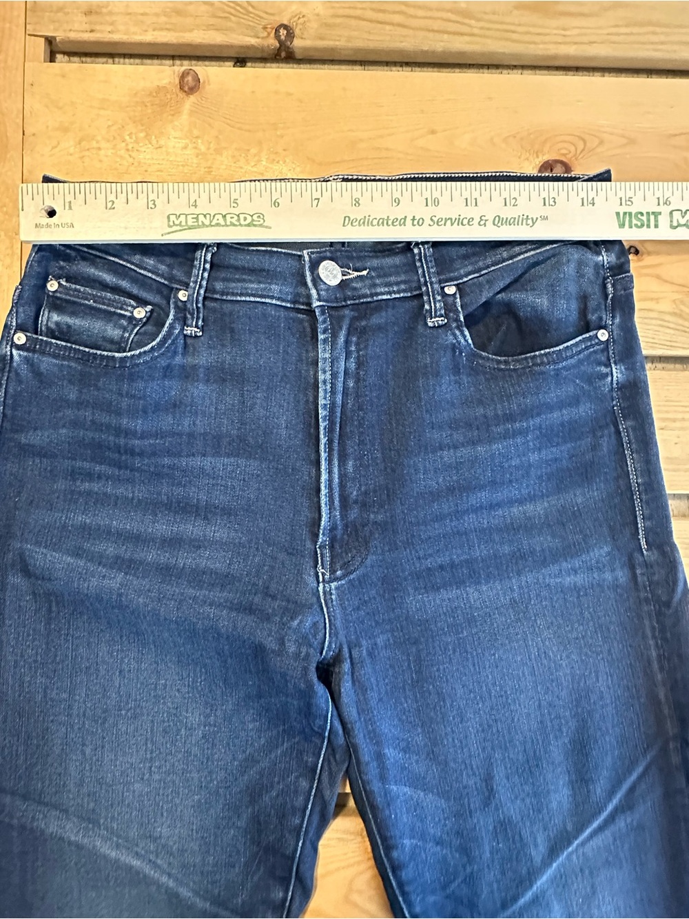 Mother The Insider Crop Step Fray Jeans Tongue And Chic Blue Size 30 - Picture 3 of 9